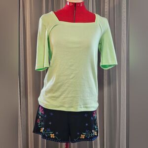 Mint 3/4 Sleeve Square Neck Top